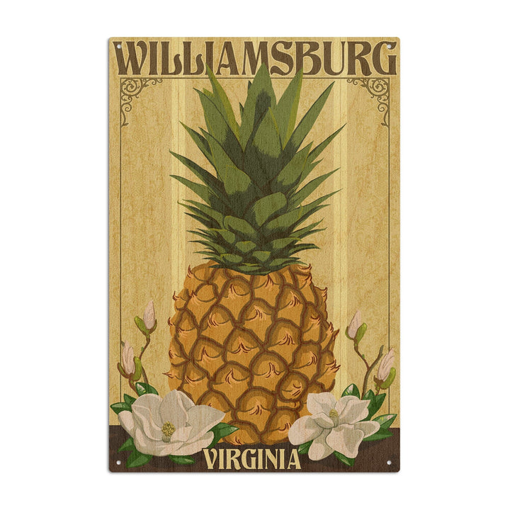 Williamsburg, Virginia, Colonial Pineapple, Lantern Press Artwork, Wood Signs and Postcards Wood Lantern Press 10 x 15 Wood Sign 