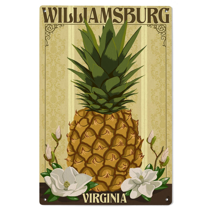 Williamsburg, Virginia, Colonial Pineapple, Lantern Press Artwork, Wood Signs and Postcards Wood Lantern Press 