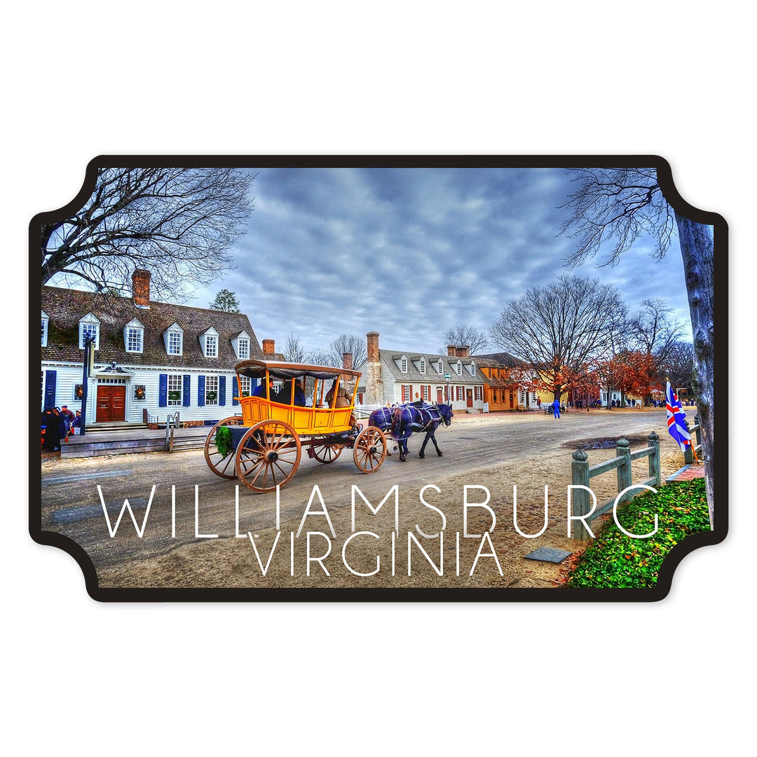 Williamsburg, Virginia, Horse and Buggy, Contour, Vinyl Sticker Sticker Lantern Press 