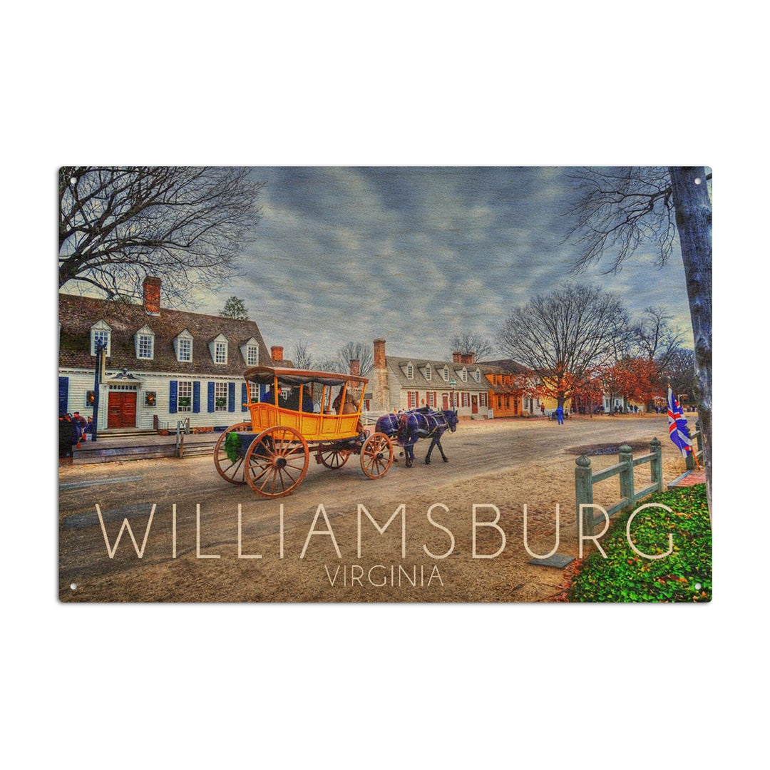 Williamsburg, Virginia, Horse & Buggy, Lantern Press Photography, Wood Signs and Postcards Wood Lantern Press 6x9 Wood Sign 