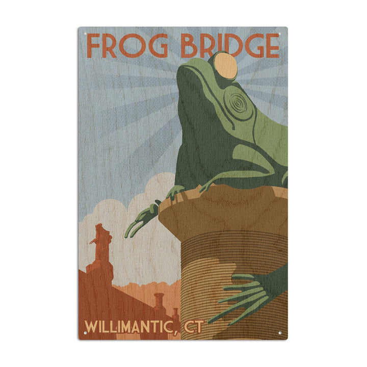 Willimantic, Connecticut, Frog Bridge, Lantern Press Artwork, Wood Signs and Postcards Wood Lantern Press 10 x 15 Wood Sign 