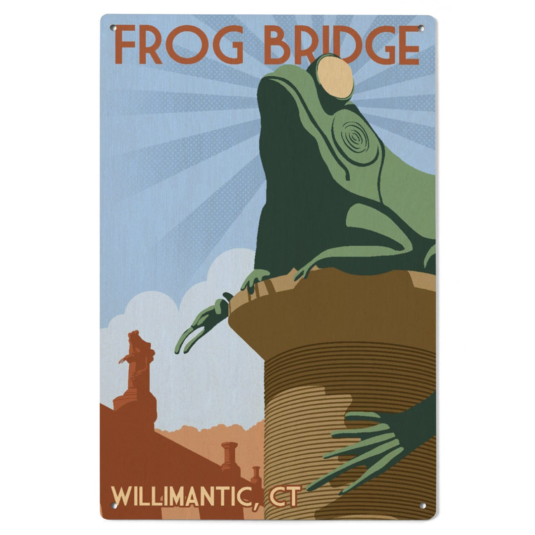 Willimantic, Connecticut, Frog Bridge, Lantern Press Artwork, Wood Signs and Postcards Wood Lantern Press 