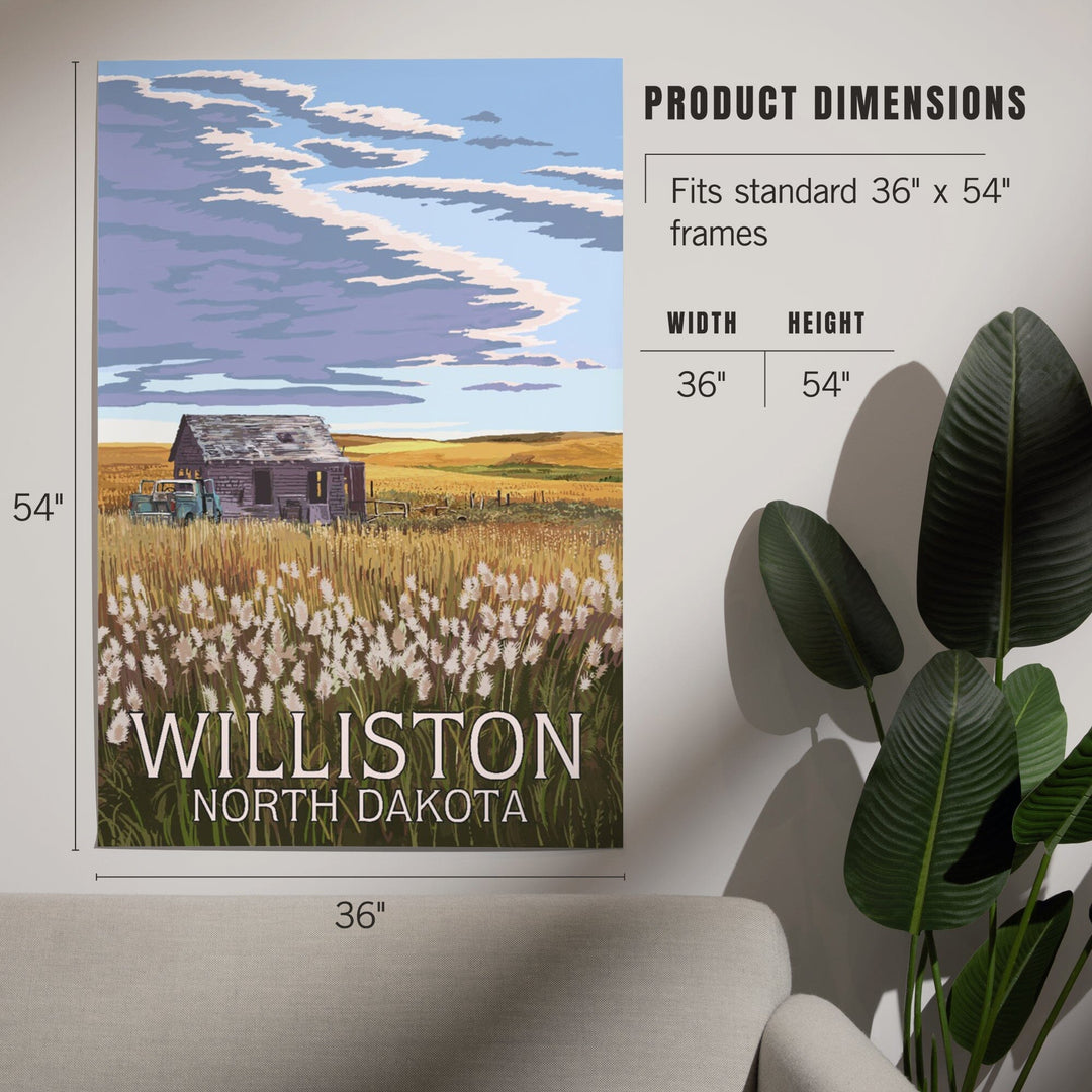 Williston, North Dakota, Wheat Field and Shack, Art & Giclee Prints Art Lantern Press 