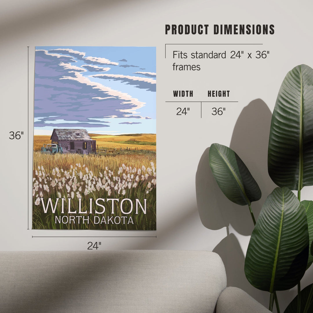 Williston, North Dakota, Wheat Field and Shack, Art & Giclee Prints Art Lantern Press 