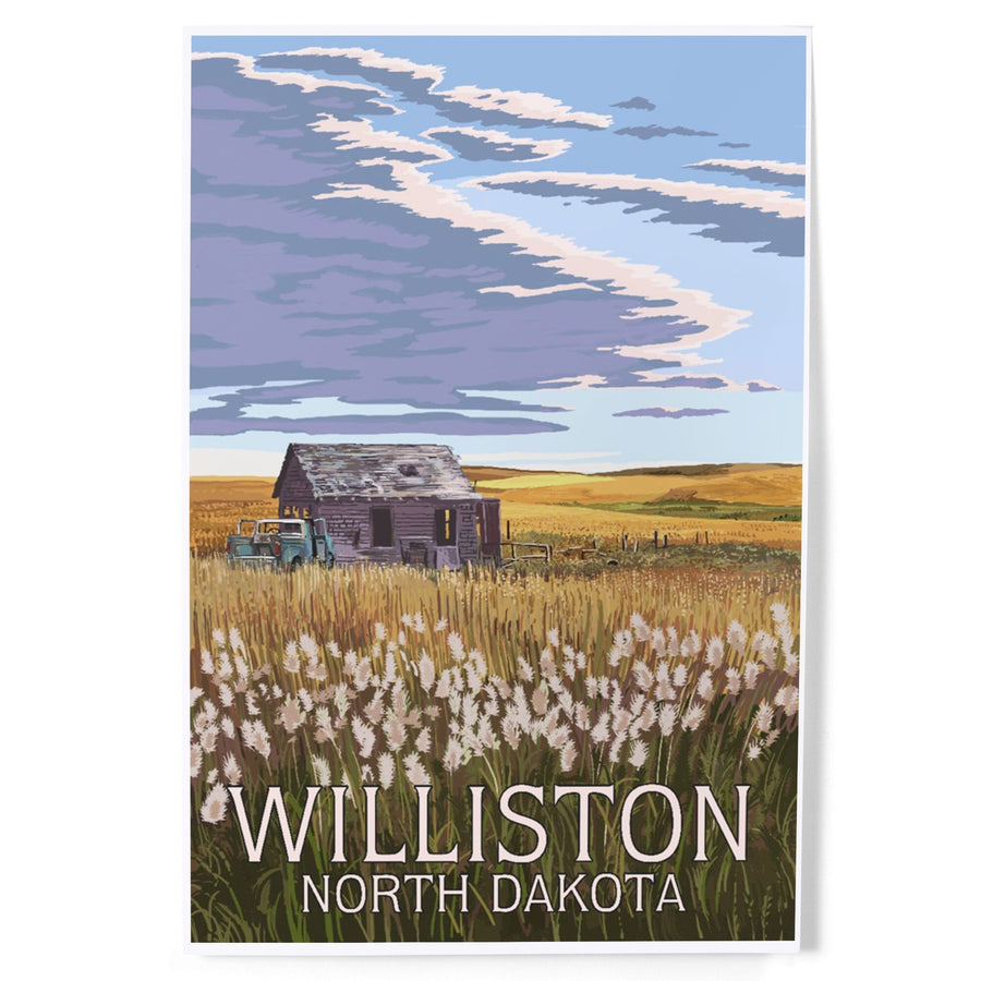 Williston, North Dakota, Wheat Field and Shack, Art & Giclee Prints Art Lantern Press 