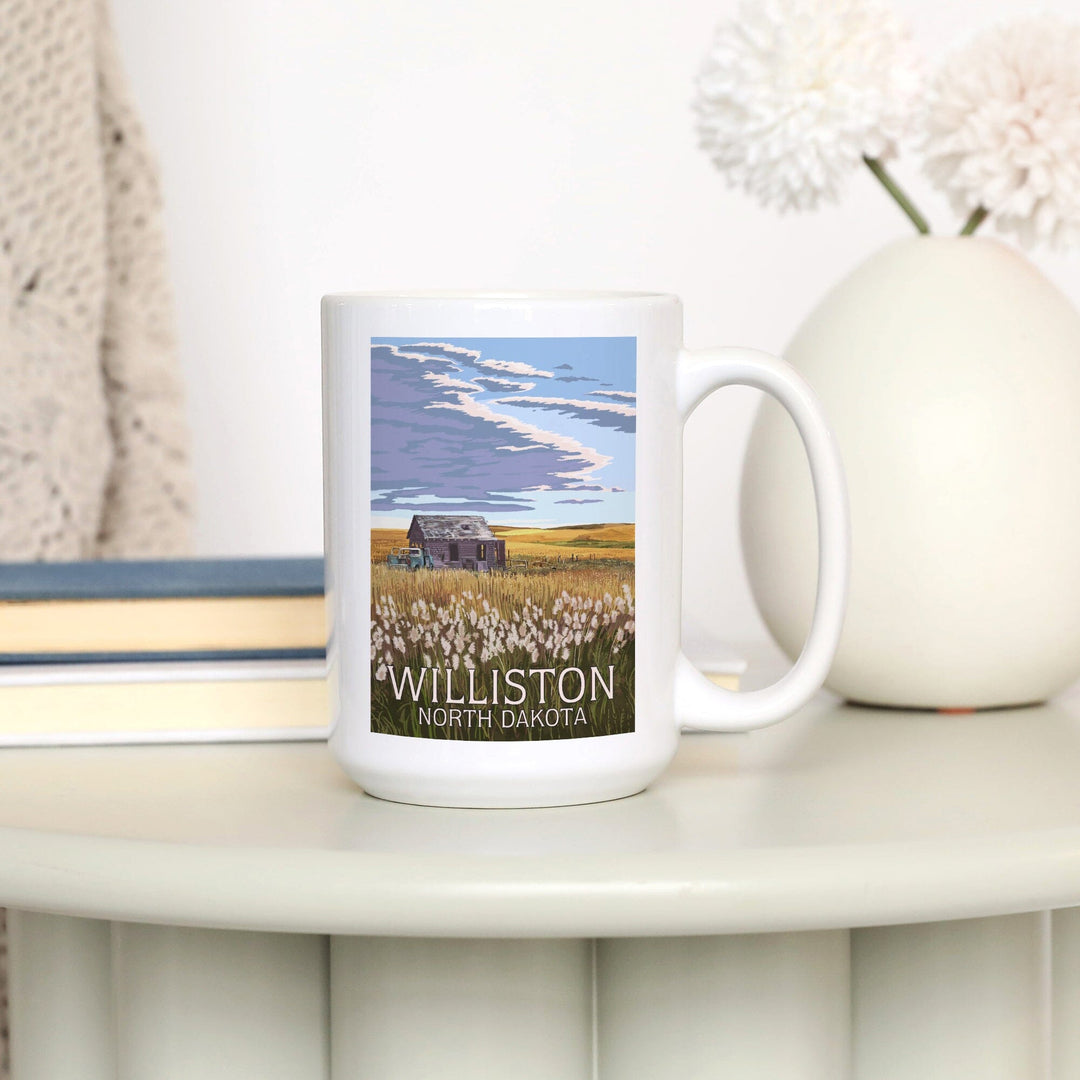 Williston, North Dakota, Wheat Field and Shack, Ceramic Mug Mugs Lantern Press 