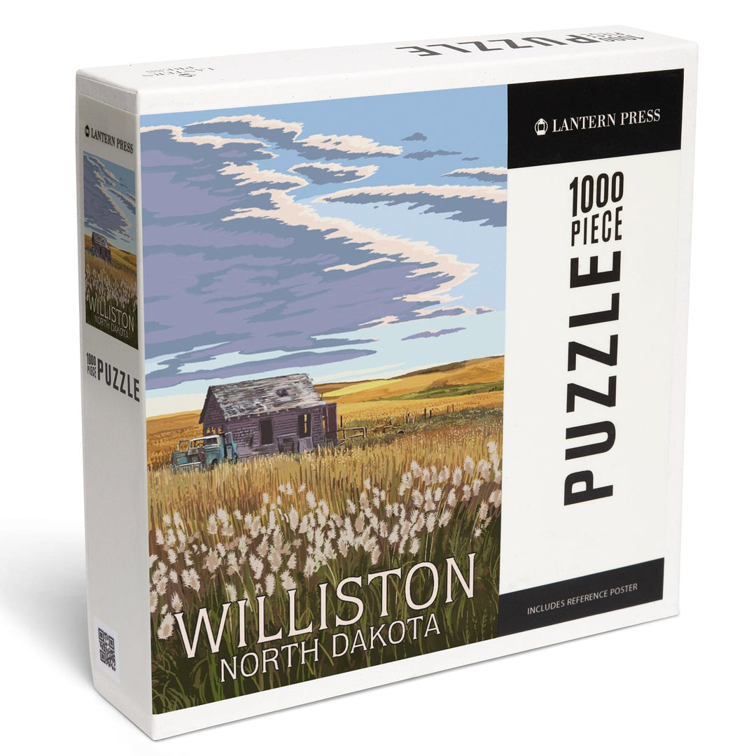 Williston, North Dakota, Wheat Field and Shack, Jigsaw Puzzle Puzzle Lantern Press 