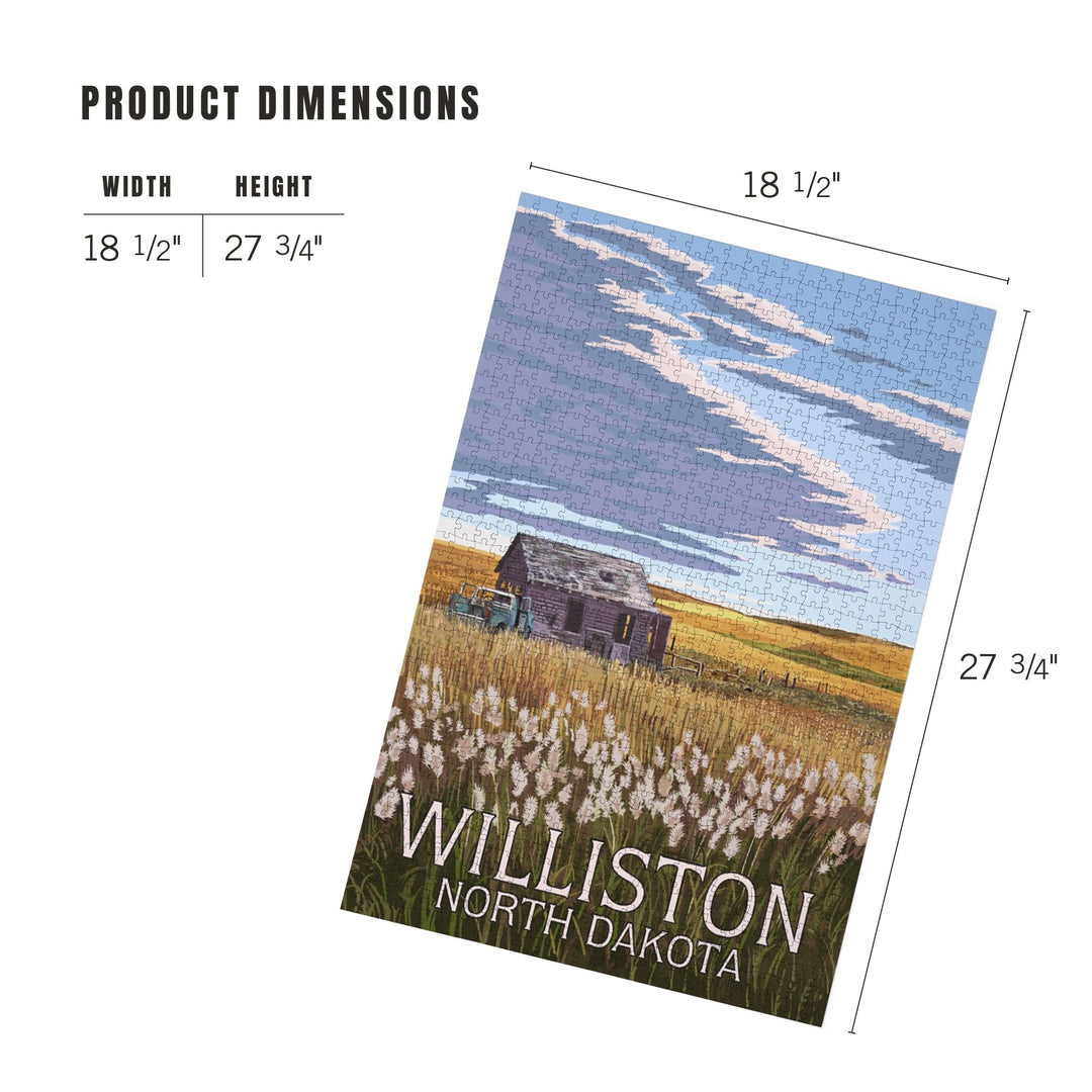 Williston, North Dakota, Wheat Field and Shack, Jigsaw Puzzle Puzzle Lantern Press 