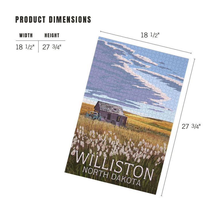 Williston, North Dakota, Wheat Field and Shack, Jigsaw Puzzle Puzzle Lantern Press 