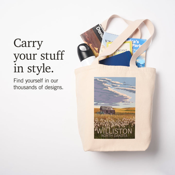 Williston, North Dakota, Wheat Field and Shack, Tote Bag Totes Lantern Press 
