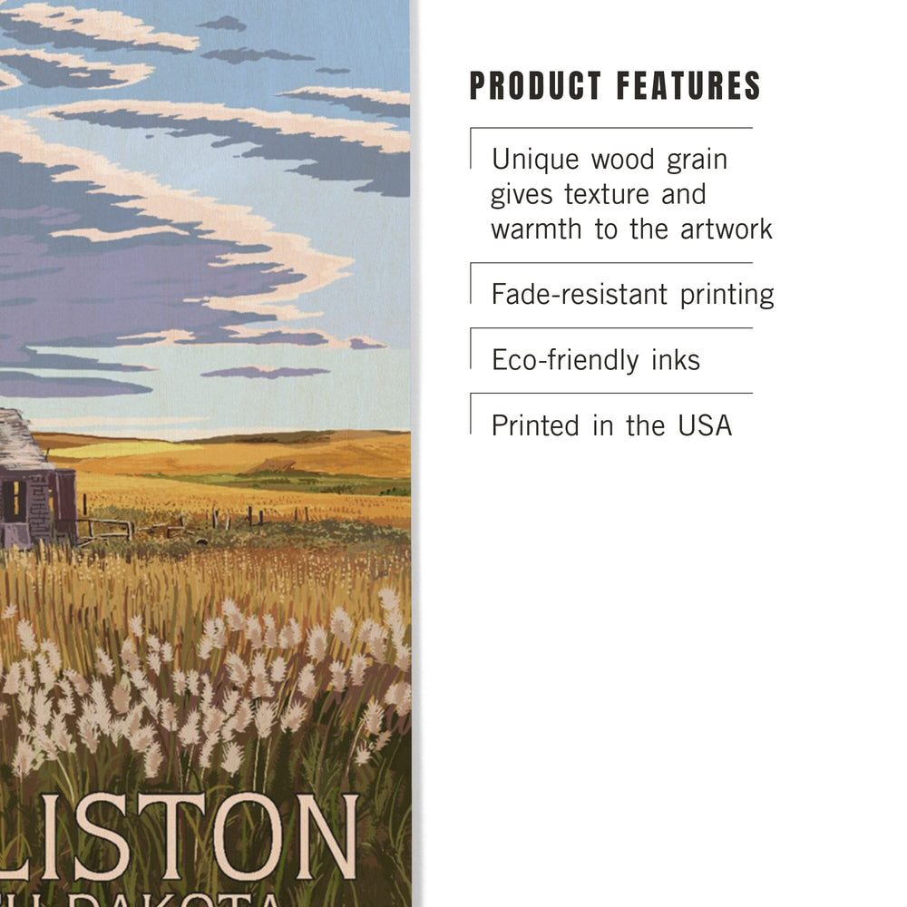 Williston, North Dakota, Wheat Field & Shack, Lantern Press Artwork, Wood Signs and Postcards Wood Lantern Press 