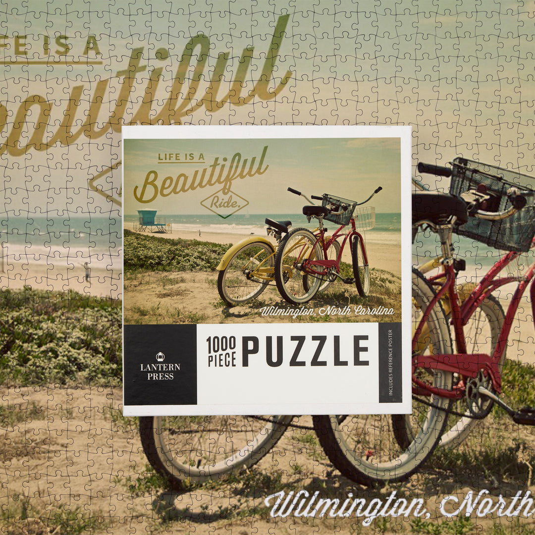 Wilmington, North Carolina, Life is a Beautiful Ride, Beach Cruisers, Jigsaw Puzzle Puzzle Lantern Press 