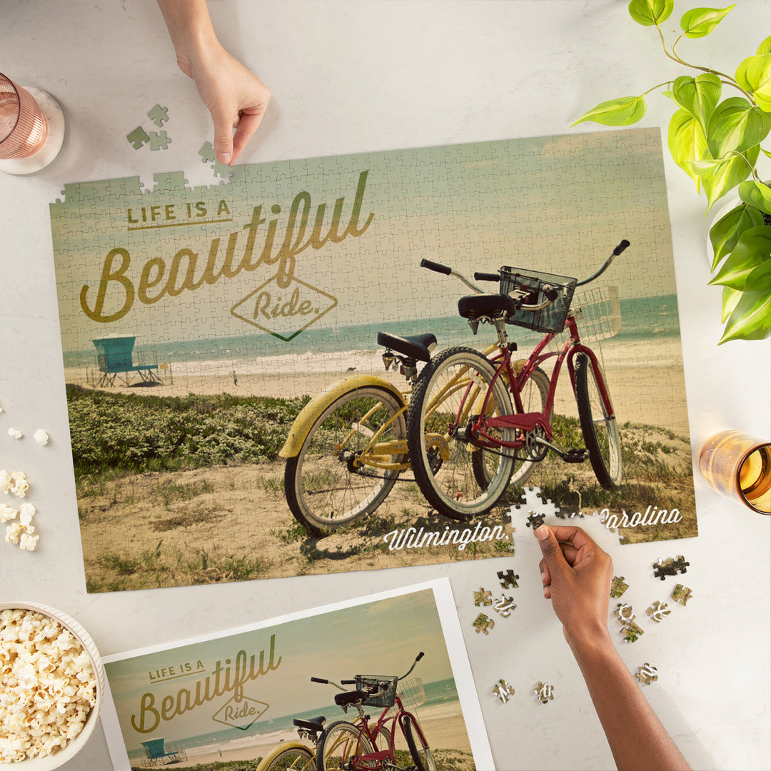 Wilmington, North Carolina, Life is a Beautiful Ride, Beach Cruisers, Jigsaw Puzzle Puzzle Lantern Press 