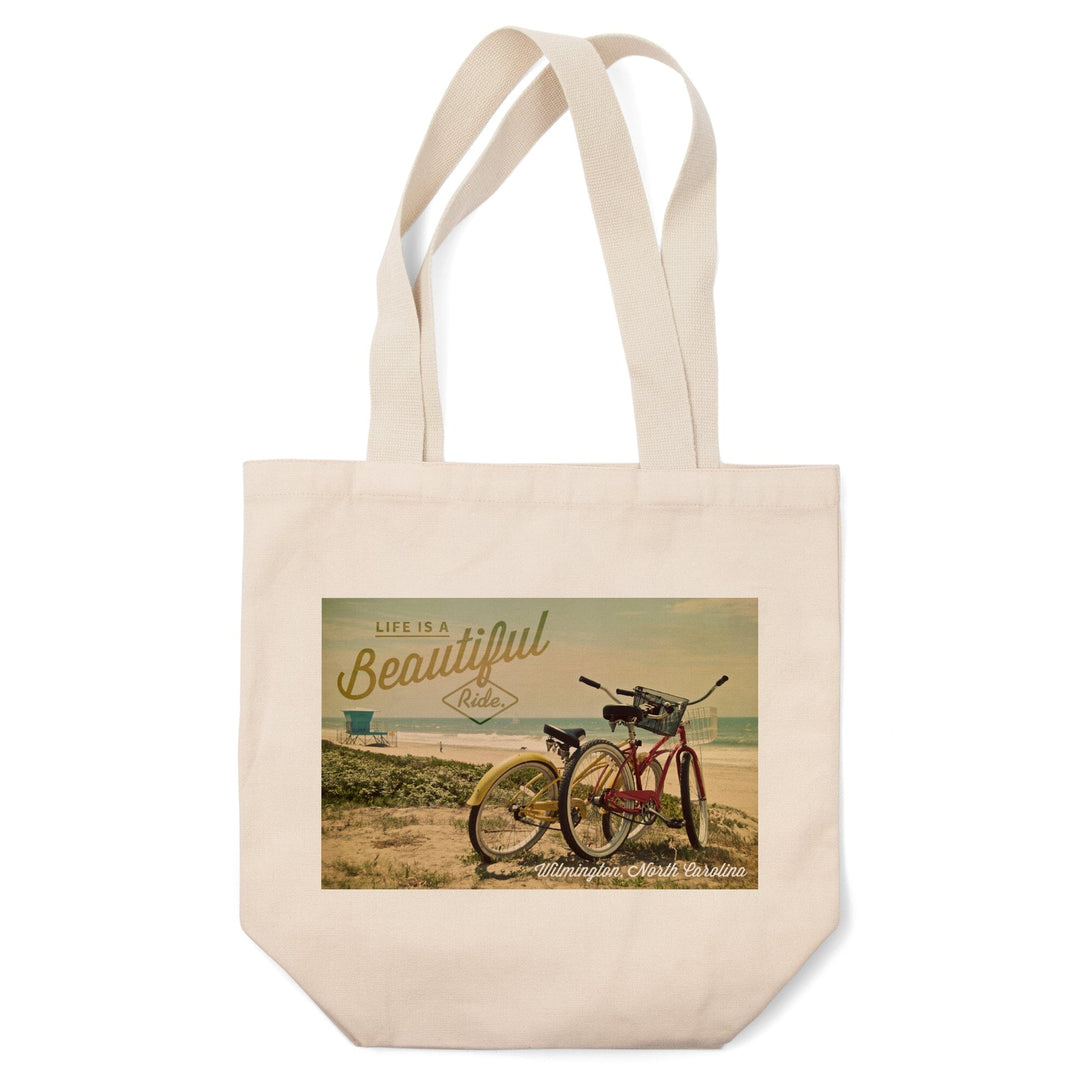 Wilmington, North Carolina, Life is a Beautiful Ride, Beach Cruisers, Lantern Press Photography, Tote Bag Totes Lantern Press 