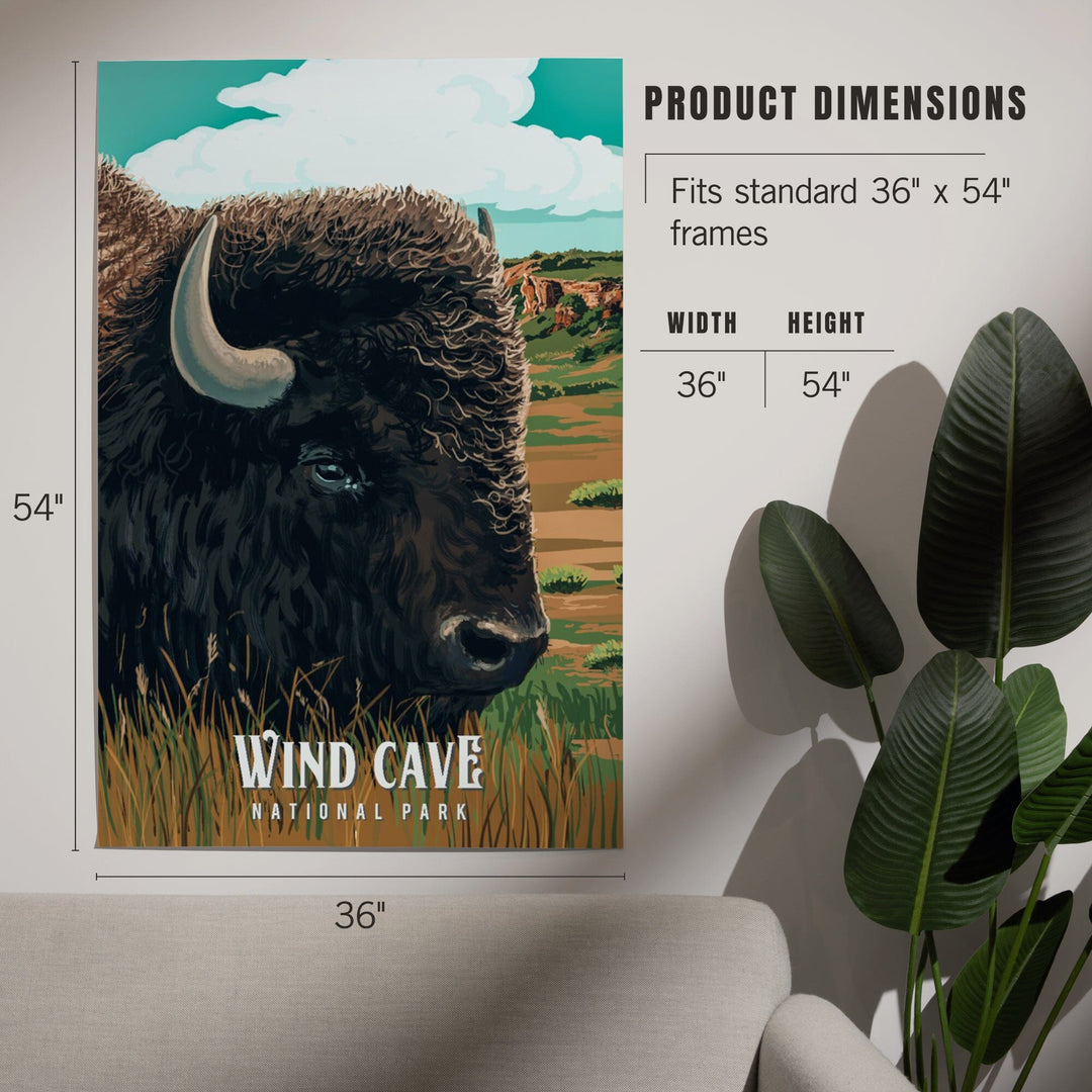 Wind Cave National Park, South Dakota, Bison, Painterly National Park Series, Art & Giclee Prints Art Lantern Press 