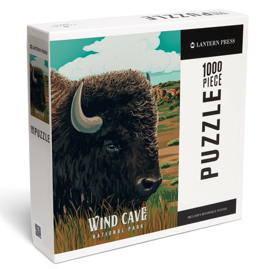 Wind Cave National Park, South Dakota, Bison, Painterly National Park Series, Jigsaw Puzzle Puzzle Lantern Press 