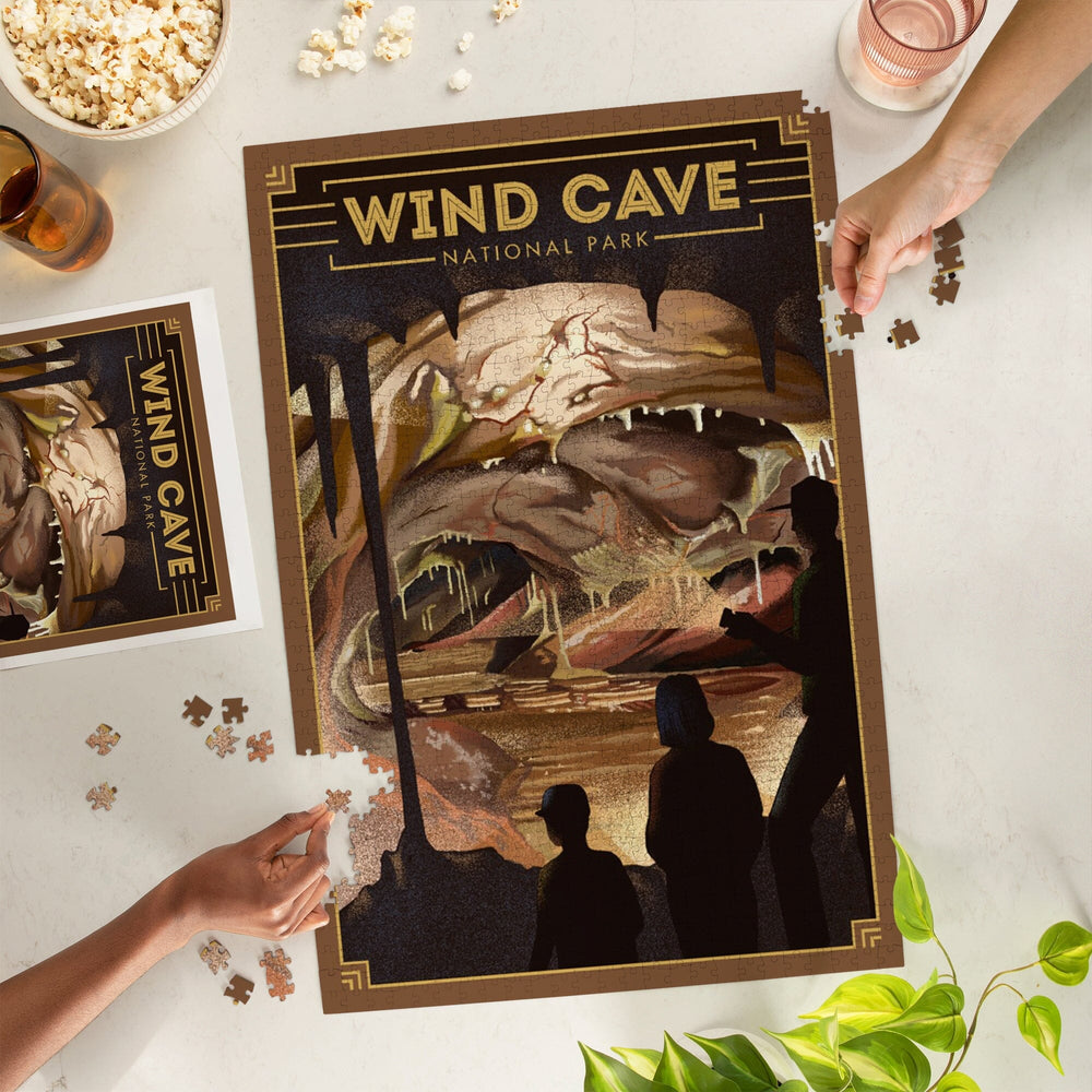Wind Cave National Park, South Dakota, Lithograph National Park Series, Jigsaw Puzzle Puzzle Lantern Press 