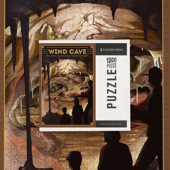 Wind Cave National Park, South Dakota, Lithograph National Park Series, Jigsaw Puzzle Puzzle Lantern Press 