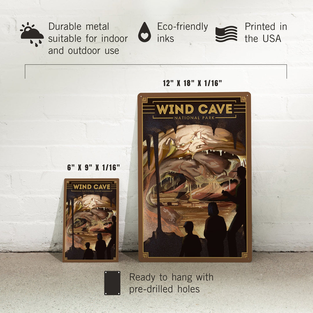 Wind Cave National Park, South Dakota, Lithograph National Park Series, Metal Signs Metal Lantern Press 