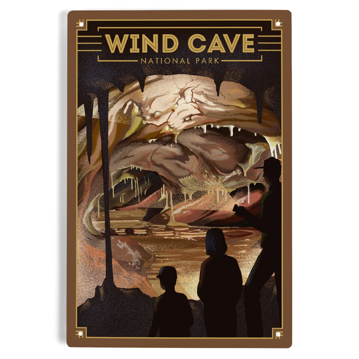 Wind Cave National Park, South Dakota, Lithograph National Park Series, Metal Signs Metal Lantern Press 