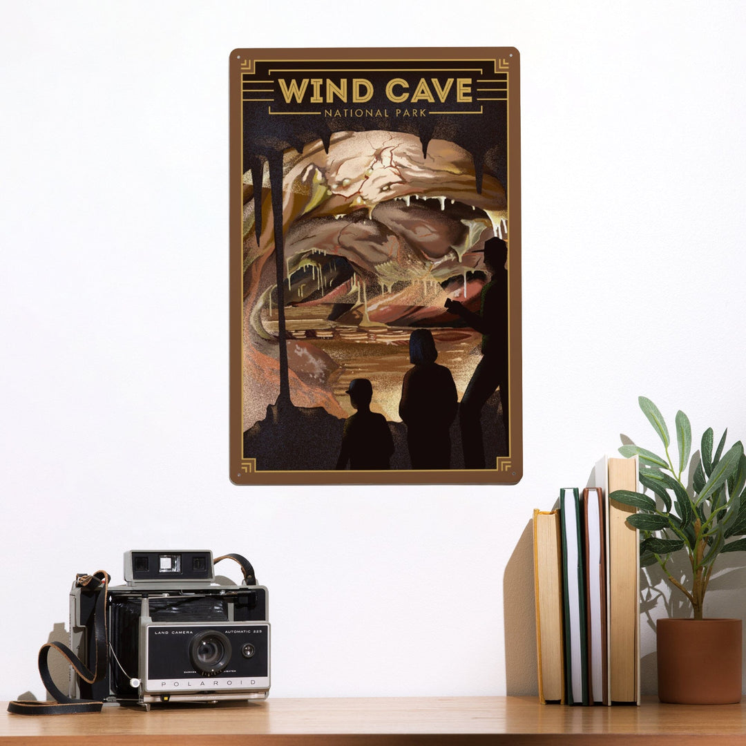 Wind Cave National Park, South Dakota, Lithograph National Park Series, Metal Signs Metal Lantern Press 