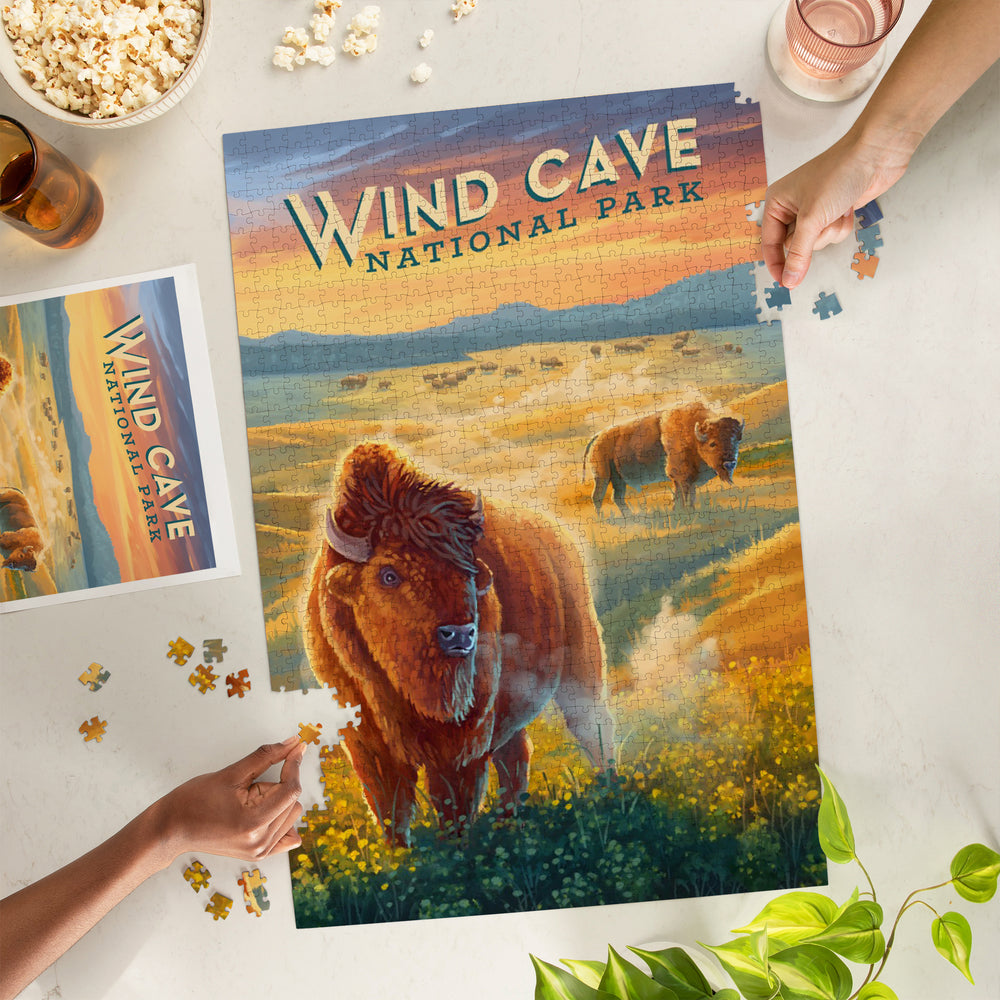 Wind Cave National Park, South Dakota, Oil Painting, Jigsaw Puzzle Puzzle Lantern Press 