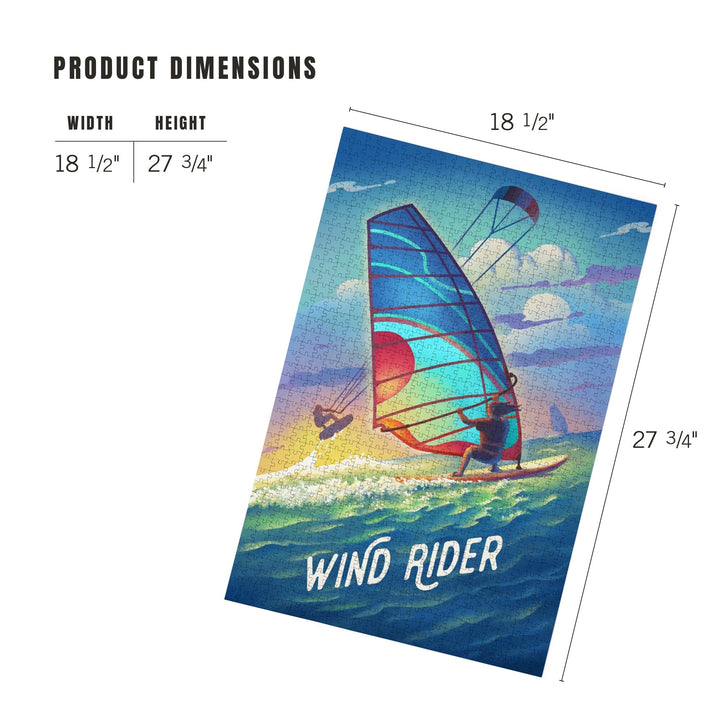 Wind Rider, Lithograph, Windsurfing and Kitesurfing, Jigsaw Puzzle Puzzle Lantern Press 