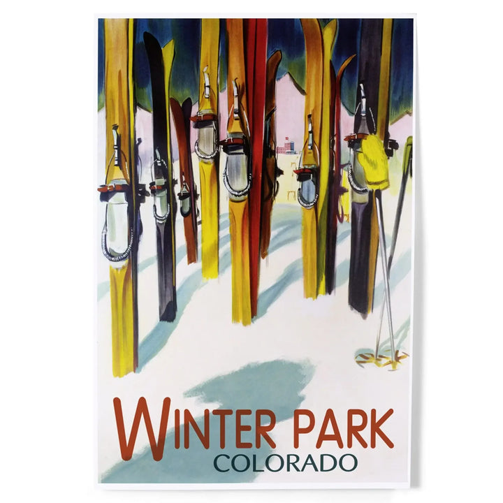 Winter Park, Colorado, Colorful Skis, Art & Giclee Prints Art Lantern Press 12 x 18 Art Print 