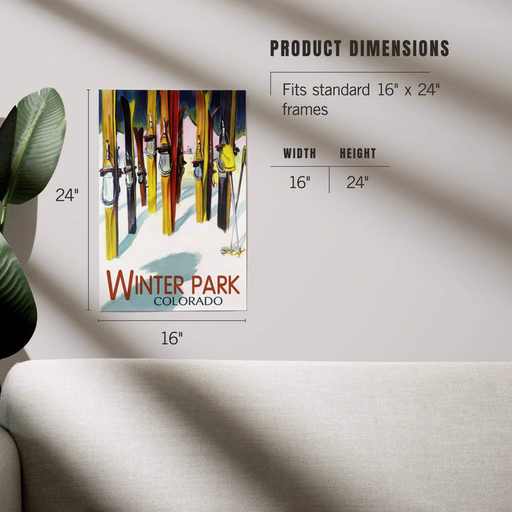 Winter Park, Colorado, Colorful Skis, Art & Giclee Prints Art Lantern Press 