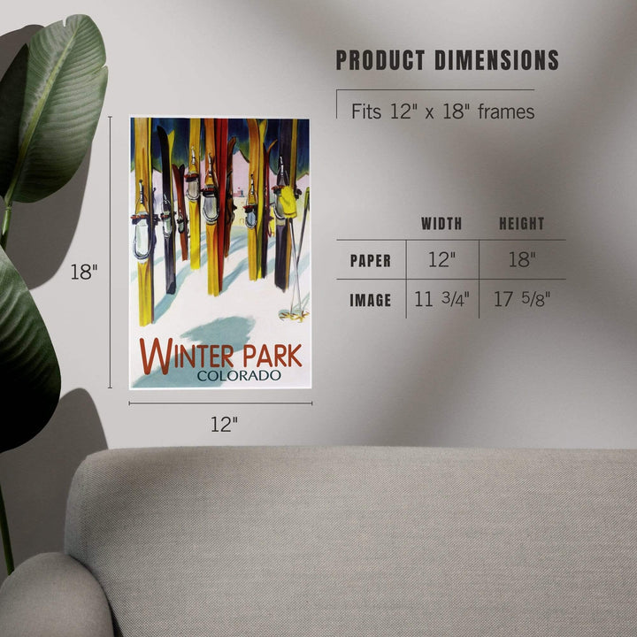 Winter Park, Colorado, Colorful Skis, Art & Giclee Prints Art Lantern Press 
