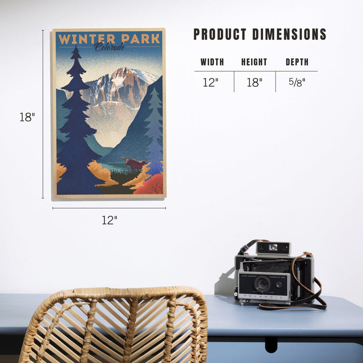 Winter Park, Colorado, Lithograph, Lantern Press Artwork, Wood Signs and Postcards Wood Lantern Press 