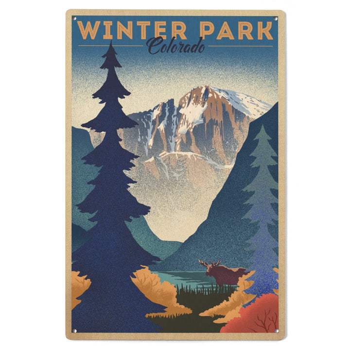 Winter Park, Colorado, Lithograph, Lantern Press Artwork, Wood Signs and Postcards Wood Lantern Press 