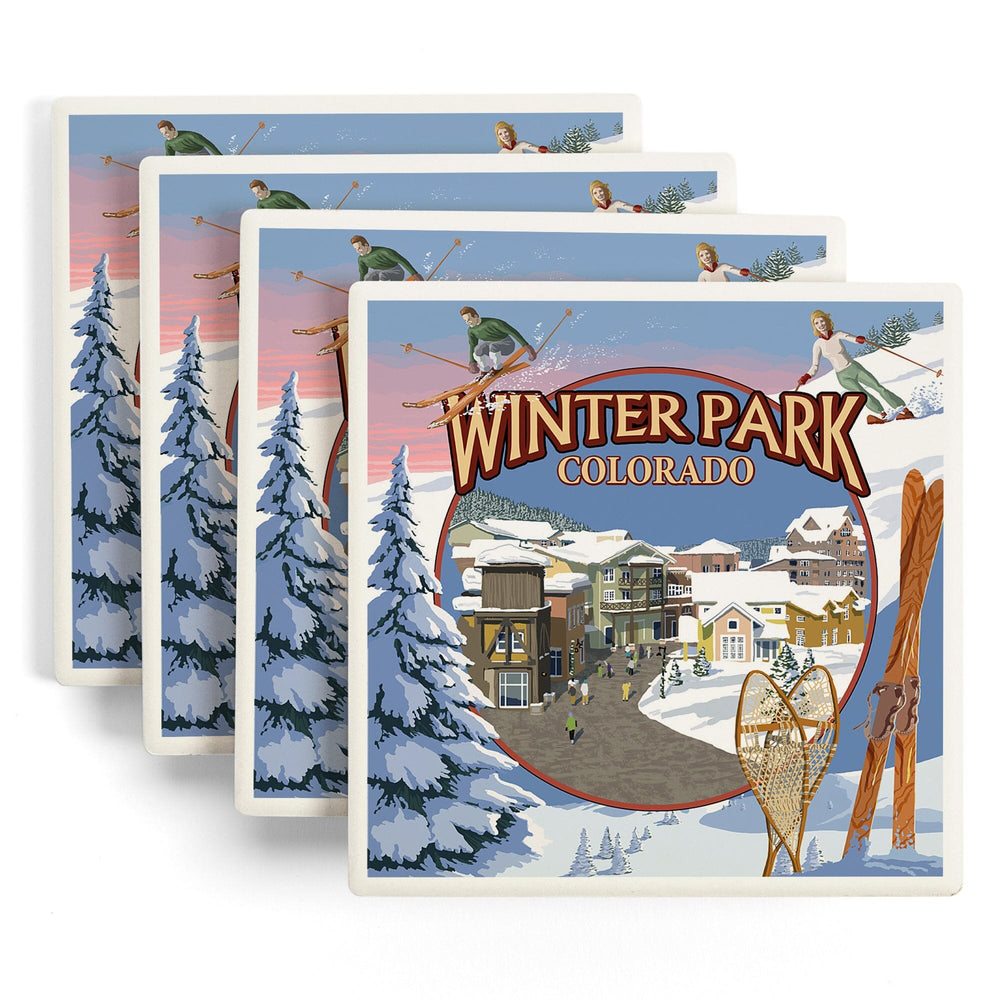 Winter Park, Colorado, Montage, Coasters Coasters Lantern Press 