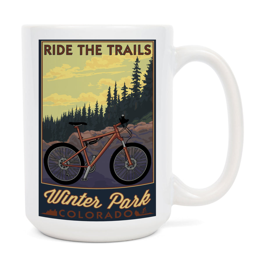 Winter Park, Colorado, Mountain Bike Scene, Ceramic Mug Mugs Lantern Press 