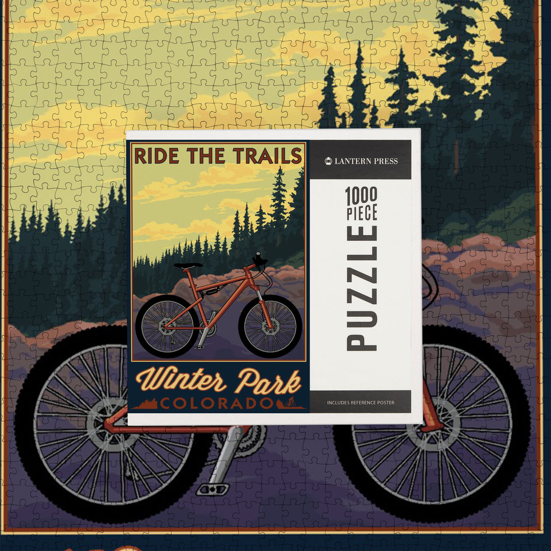 Winter Park, Colorado, Mountain Bike Scene, Jigsaw Puzzle Puzzle Lantern Press 