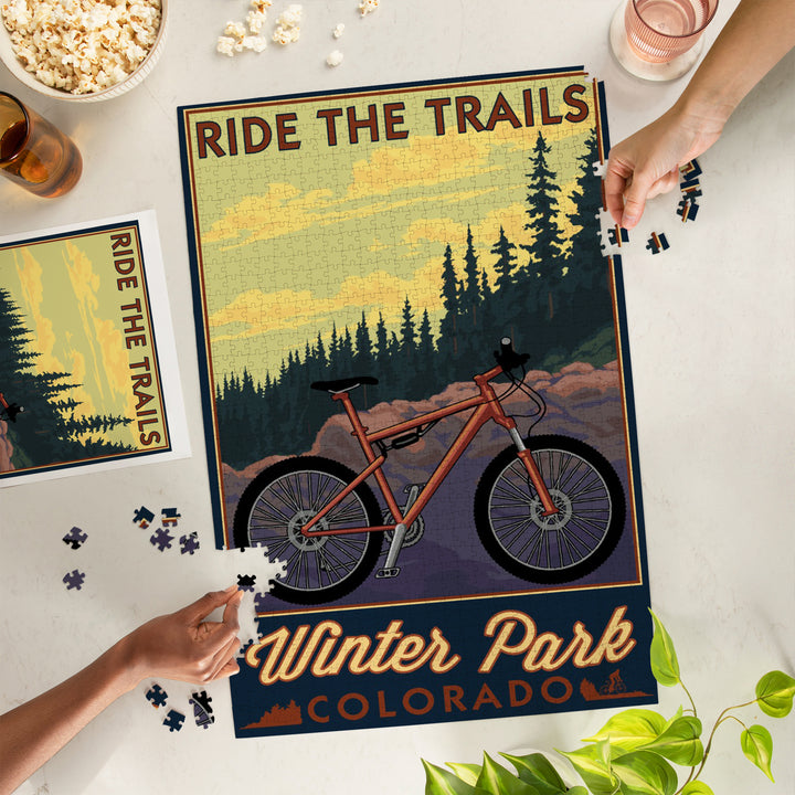 Winter Park, Colorado, Mountain Bike Scene, Jigsaw Puzzle Puzzle Lantern Press 