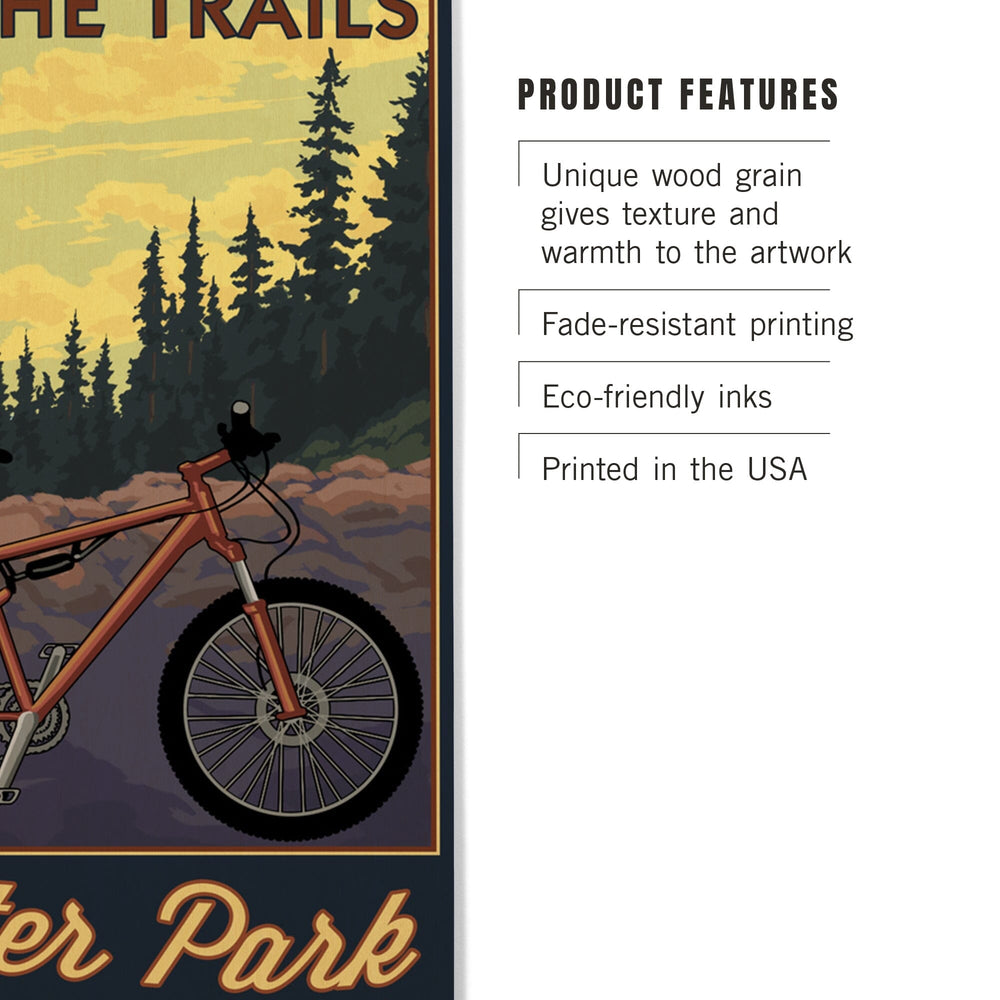 Winter Park, Colorado, Mountain Bike Scene, Lantern Press Artwork, Wood Signs and Postcards Wood Lantern Press 