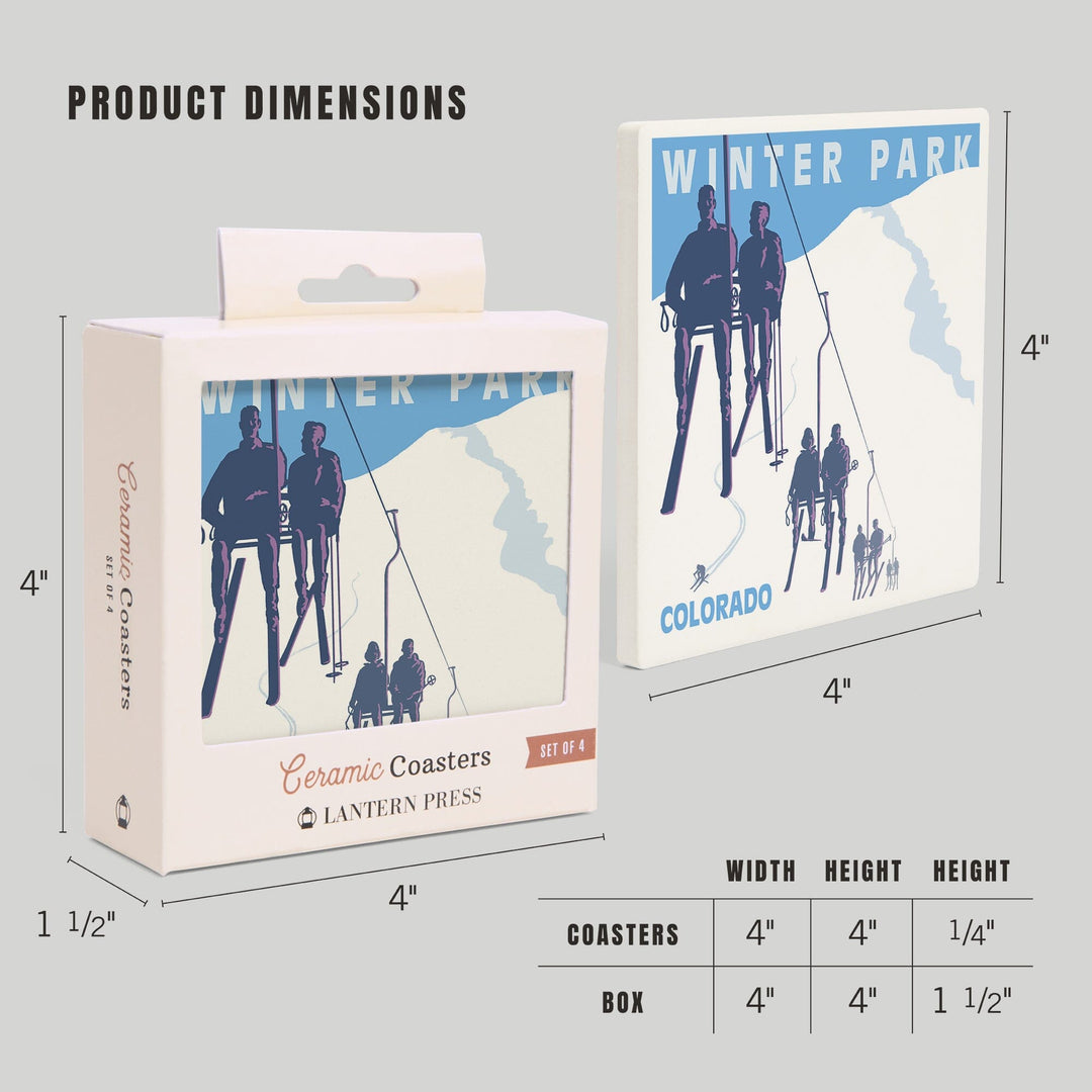 Winter Park, Colorado, Ski Lift, Coasters Coasters Lantern Press 