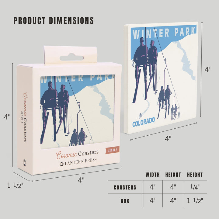 Winter Park, Colorado, Ski Lift, Coasters Coasters Lantern Press 
