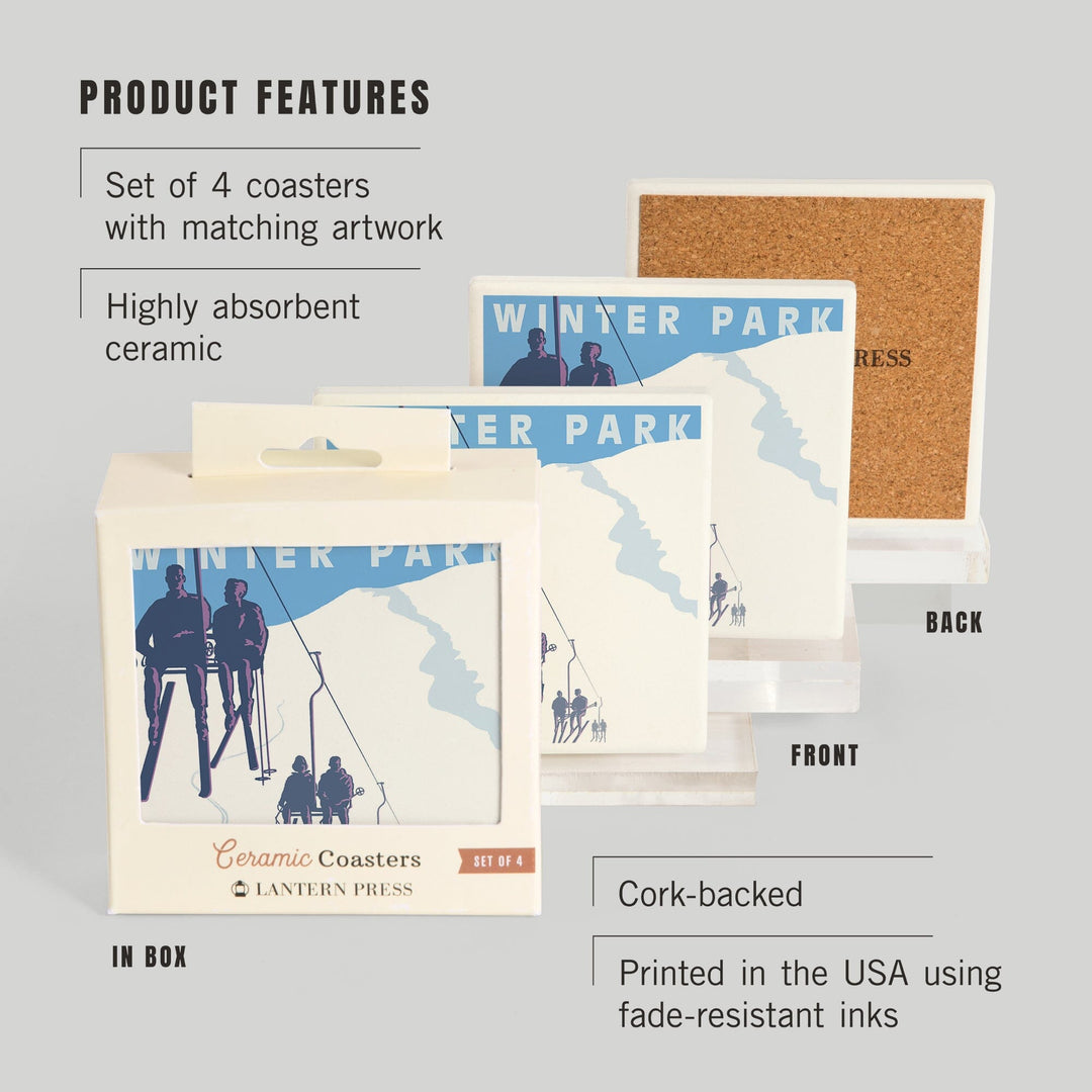 Winter Park, Colorado, Ski Lift, Coasters Coasters Lantern Press 