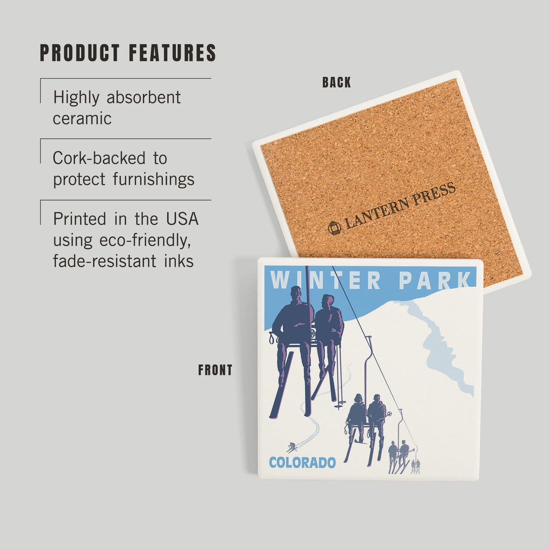 Winter Park, Colorado, Ski Lift, Coasters Coasters Lantern Press 