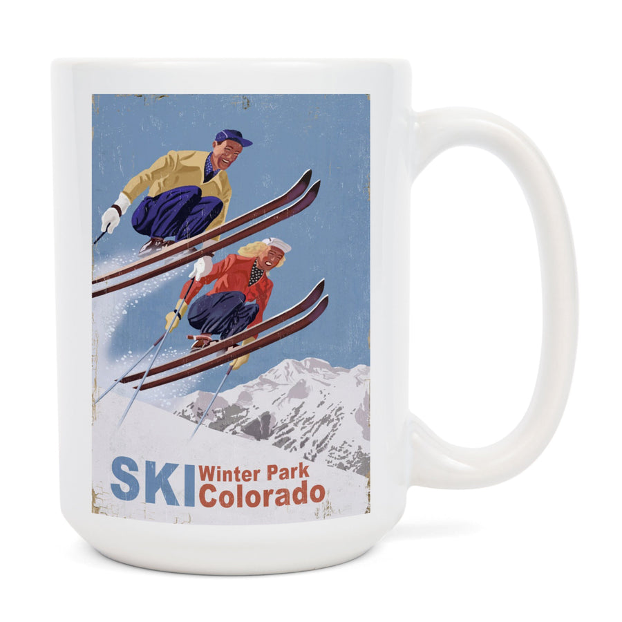 Winter Park, Colorado, Vintage Skiers, Ceramic Mug Mugs Lantern Press 