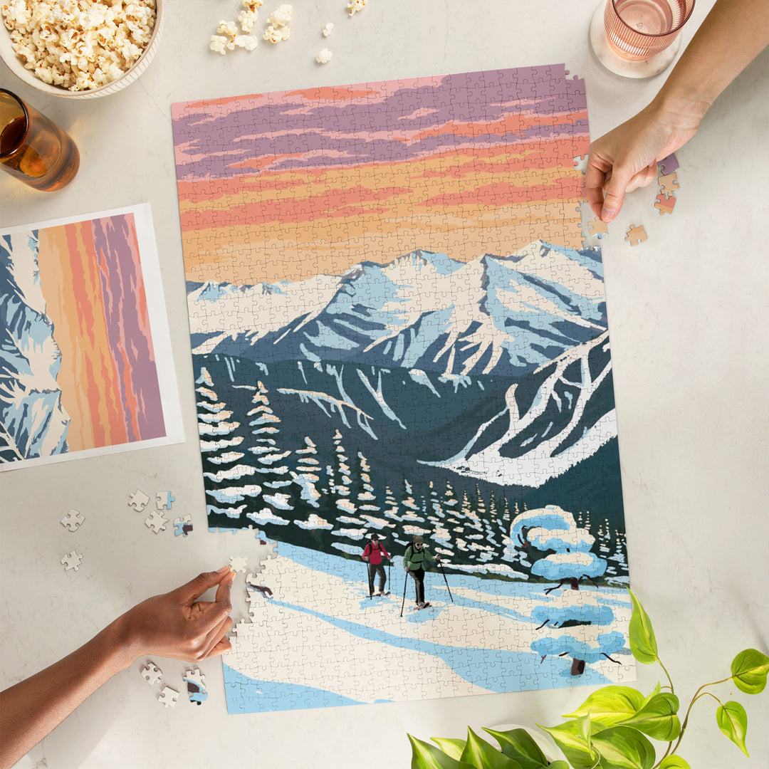 Winter Snowshoers, Jigsaw Puzzle Puzzle Lantern Press 
