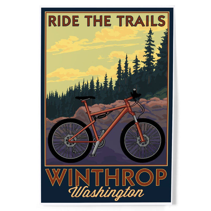 Winthrop, Washington, Ride the Trails, Mountain Bike Scene, Art & Giclee Prints Art Lantern Press 
