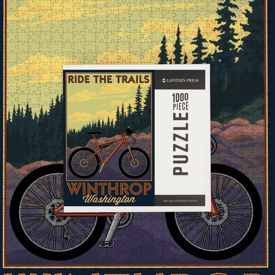 Winthrop, Washington, Ride the Trails, Mountain Bike Scene, Jigsaw Puzzle Puzzle Lantern Press 