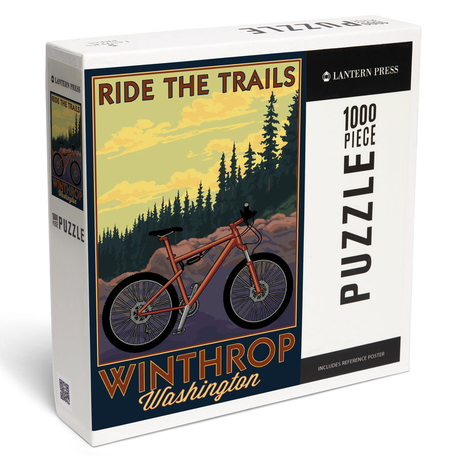 Winthrop, Washington, Ride the Trails, Mountain Bike Scene, Jigsaw Puzzle Puzzle Lantern Press 