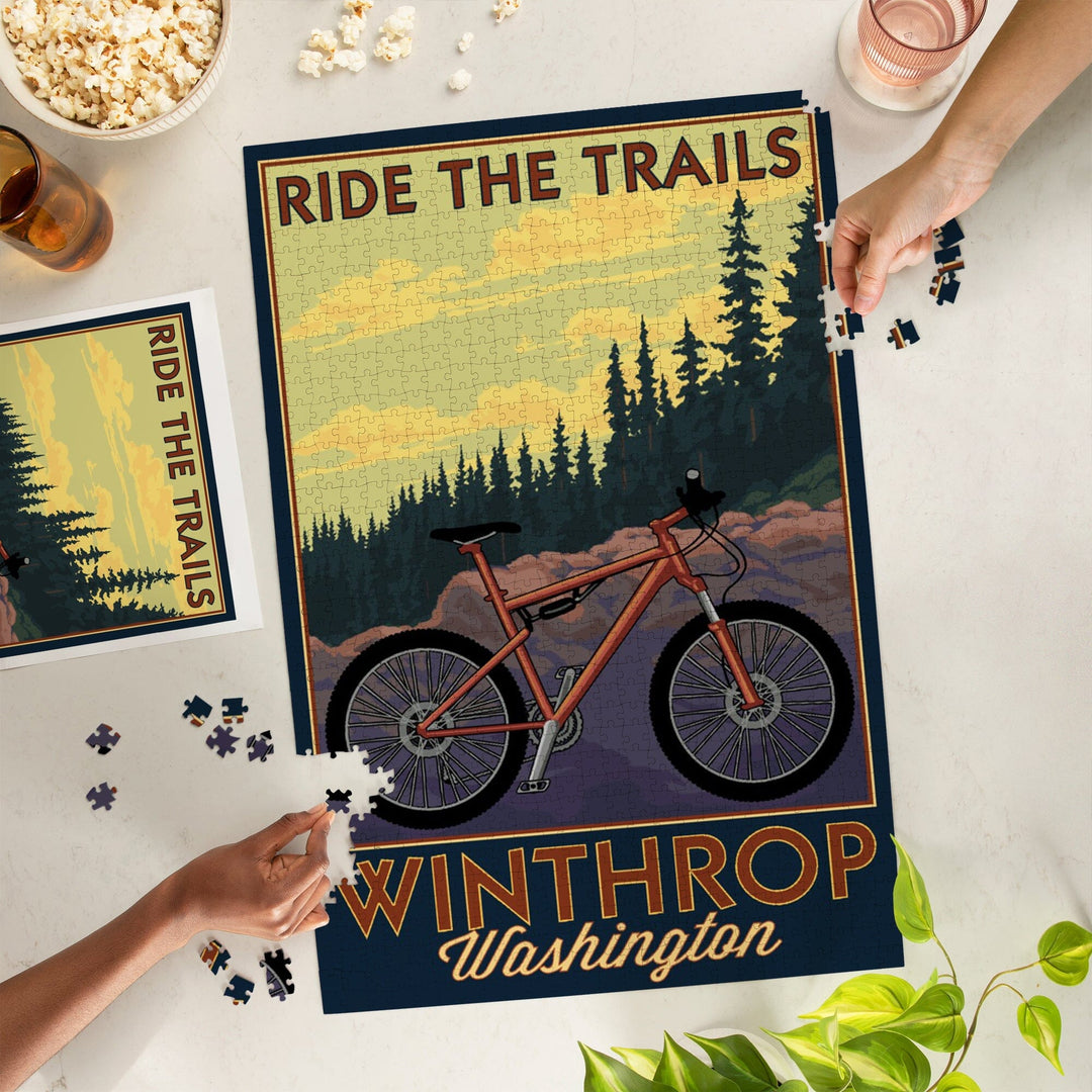 Winthrop, Washington, Ride the Trails, Mountain Bike Scene, Jigsaw Puzzle Puzzle Lantern Press 