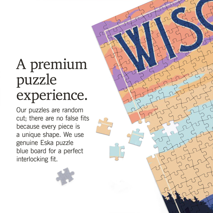 Wisconsin, Canoe and Lake, Jigsaw Puzzle Puzzle Lantern Press 