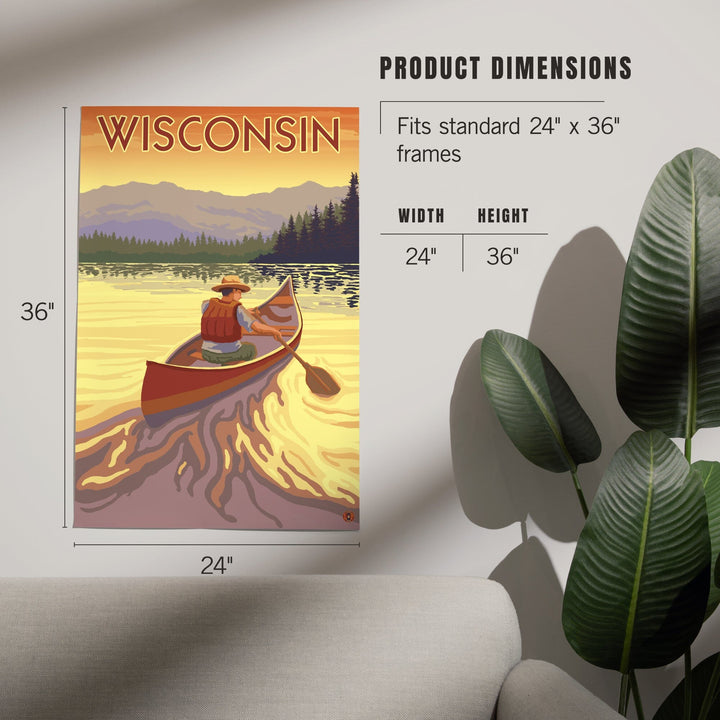Wisconsin, Canoe Scene, Art & Giclee Prints Art Lantern Press 
