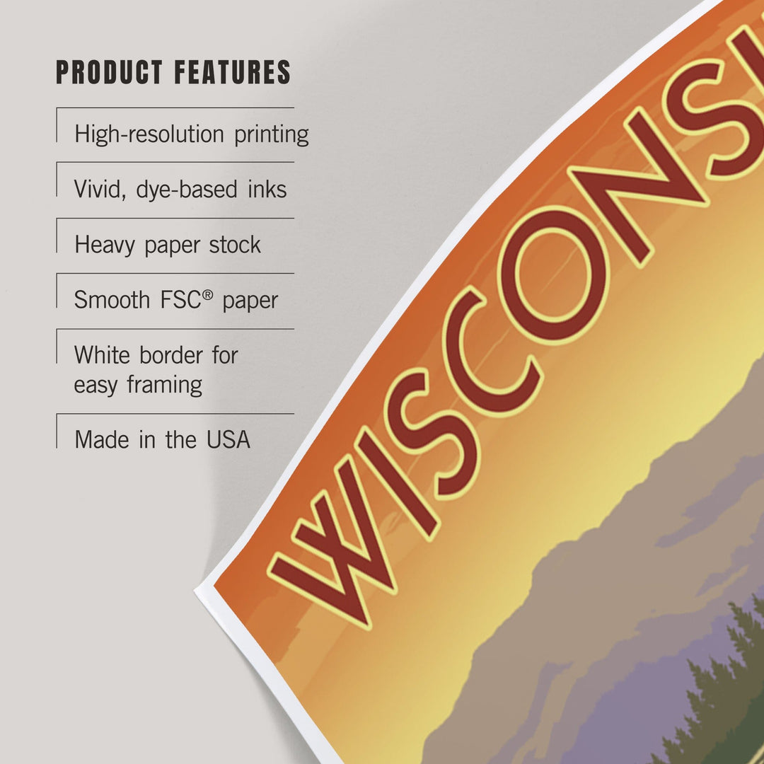 Wisconsin, Canoe Scene, Art & Giclee Prints Art Lantern Press 